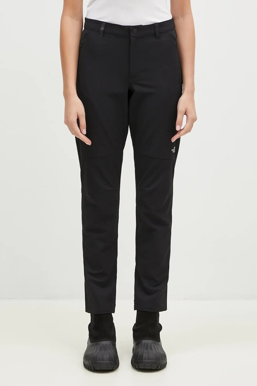 Nohavice The North Face Quest Softshell Pant čierna farba, rovné, vysoký pás, NF0A4M774H01