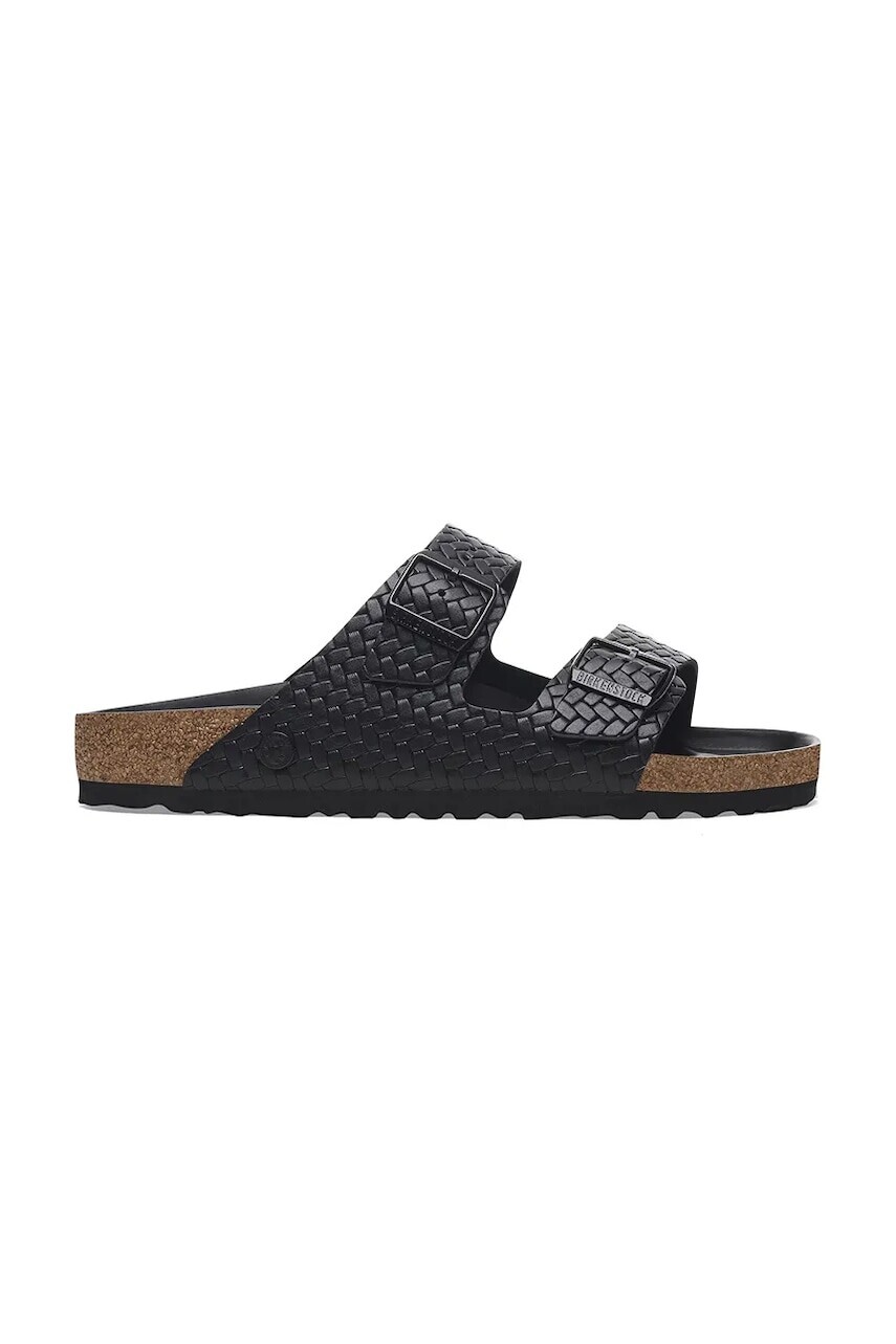 Kožené šľapky Birkenstock Arizona Woven Emboss čierna farba, 1029133