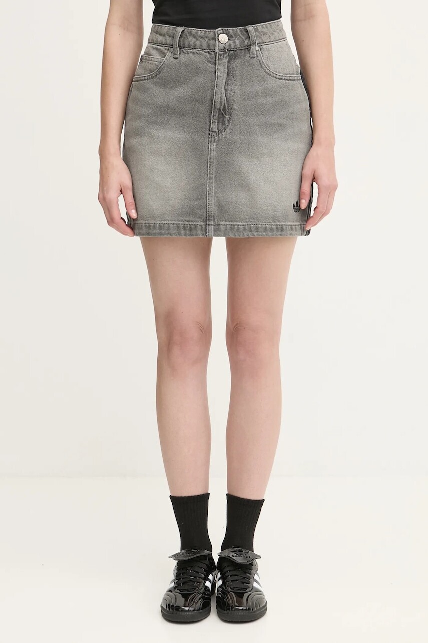 Rifľová sukňa adidas Originals Denim Mini Skt šedá farba, mini, puzdrová, JW2657
