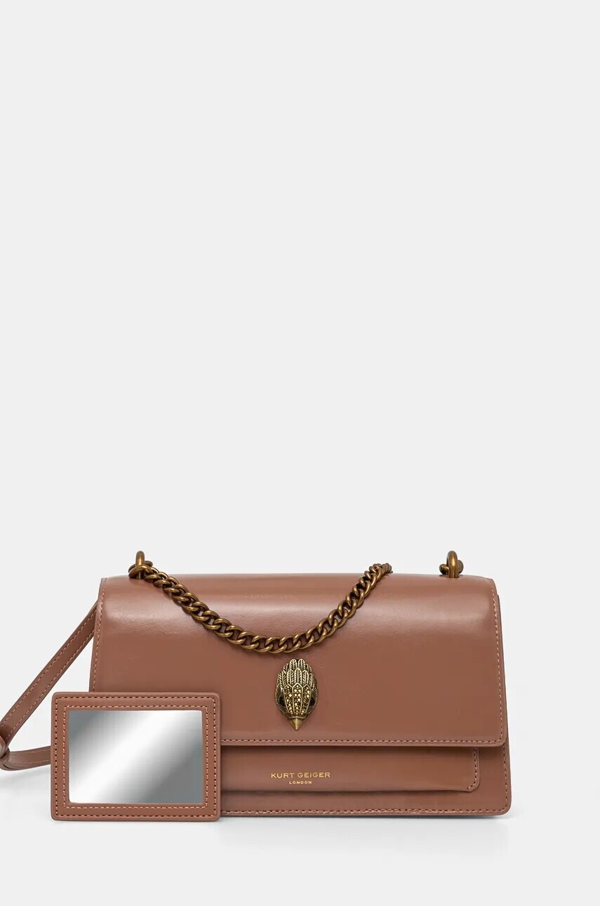 Kožená kabelka Kurt Geiger London SHOREDITCH hnedá farba, 4998424319
