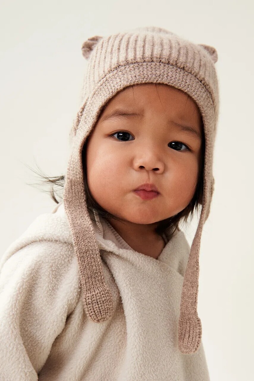 Detská vlnená čiapka Liewood Aviana Baby Bonnet béžová farba, LW19415