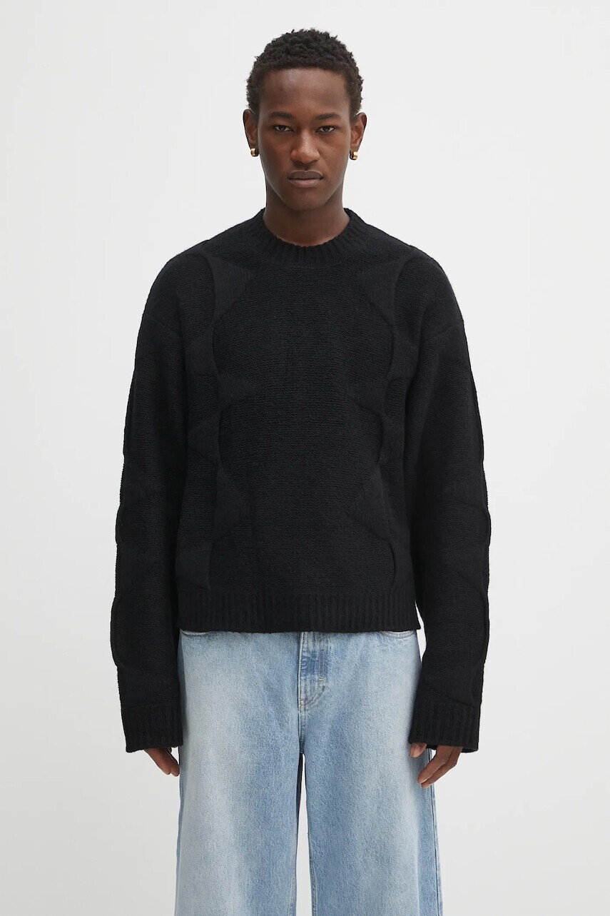 Vlnený sveter Heliot Emil čierna farba, PREAW25_M_07_063_BLK01_CO