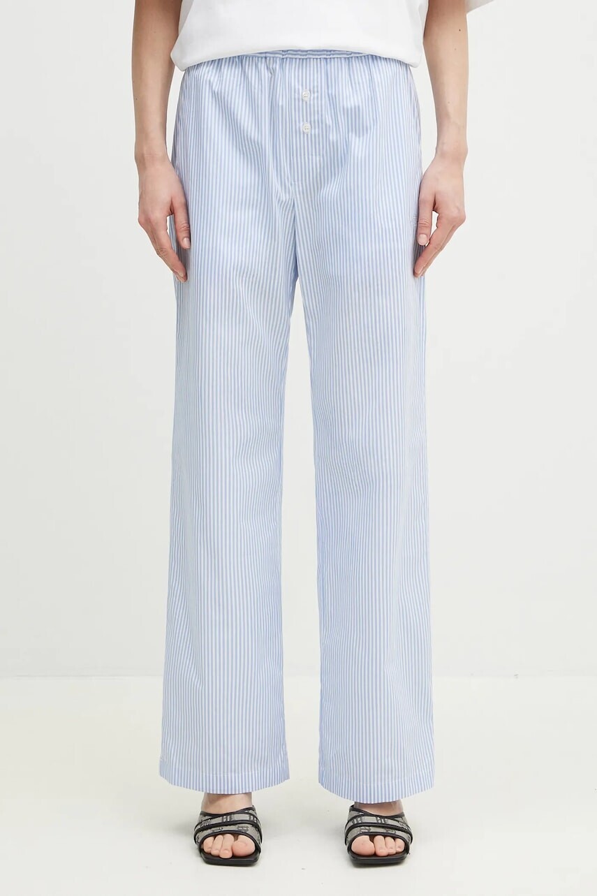 Bavlnené nohavice Fiorucci Striped Logo dámske, široké, vysoký pás, U02SPBPA299CO01BL02