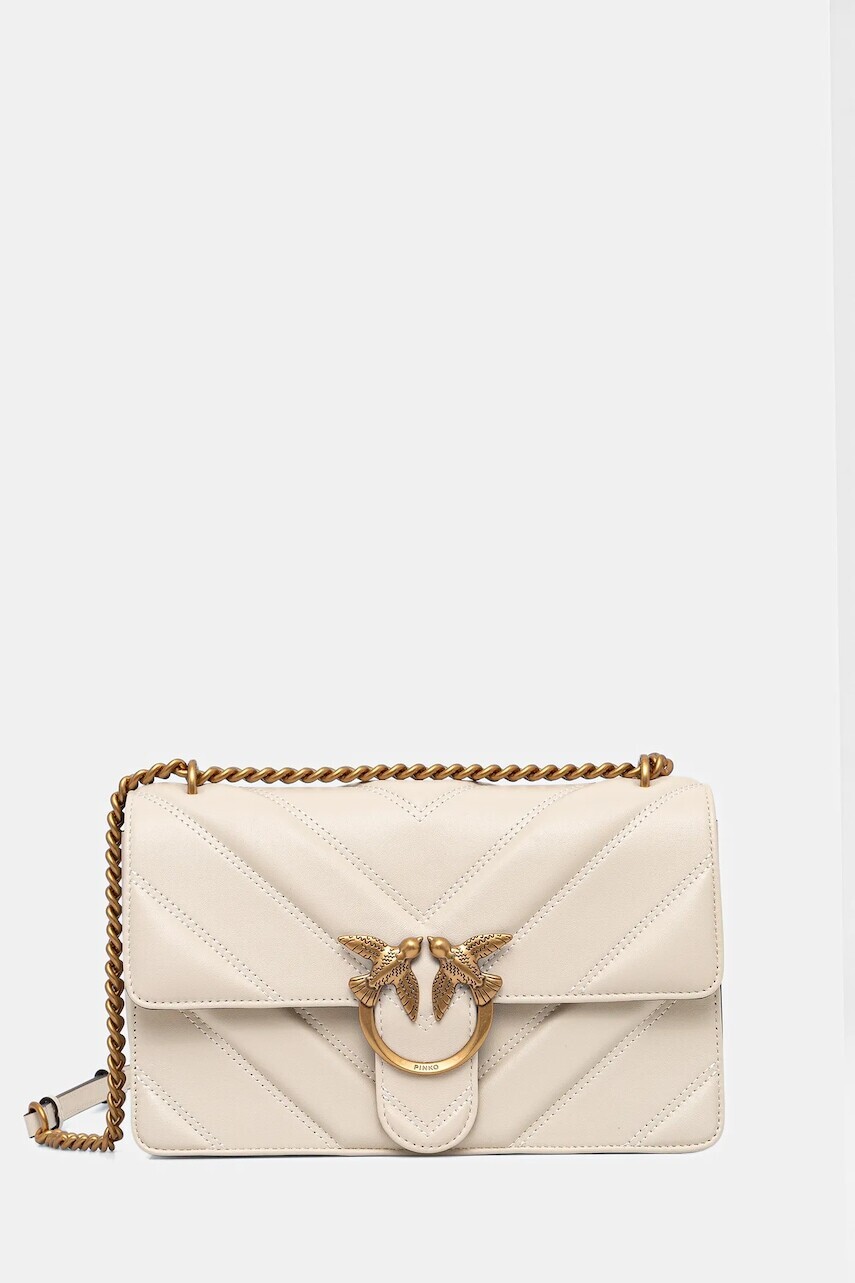 Kožená kabelka Pinko béžová farba, 104549 A2OS