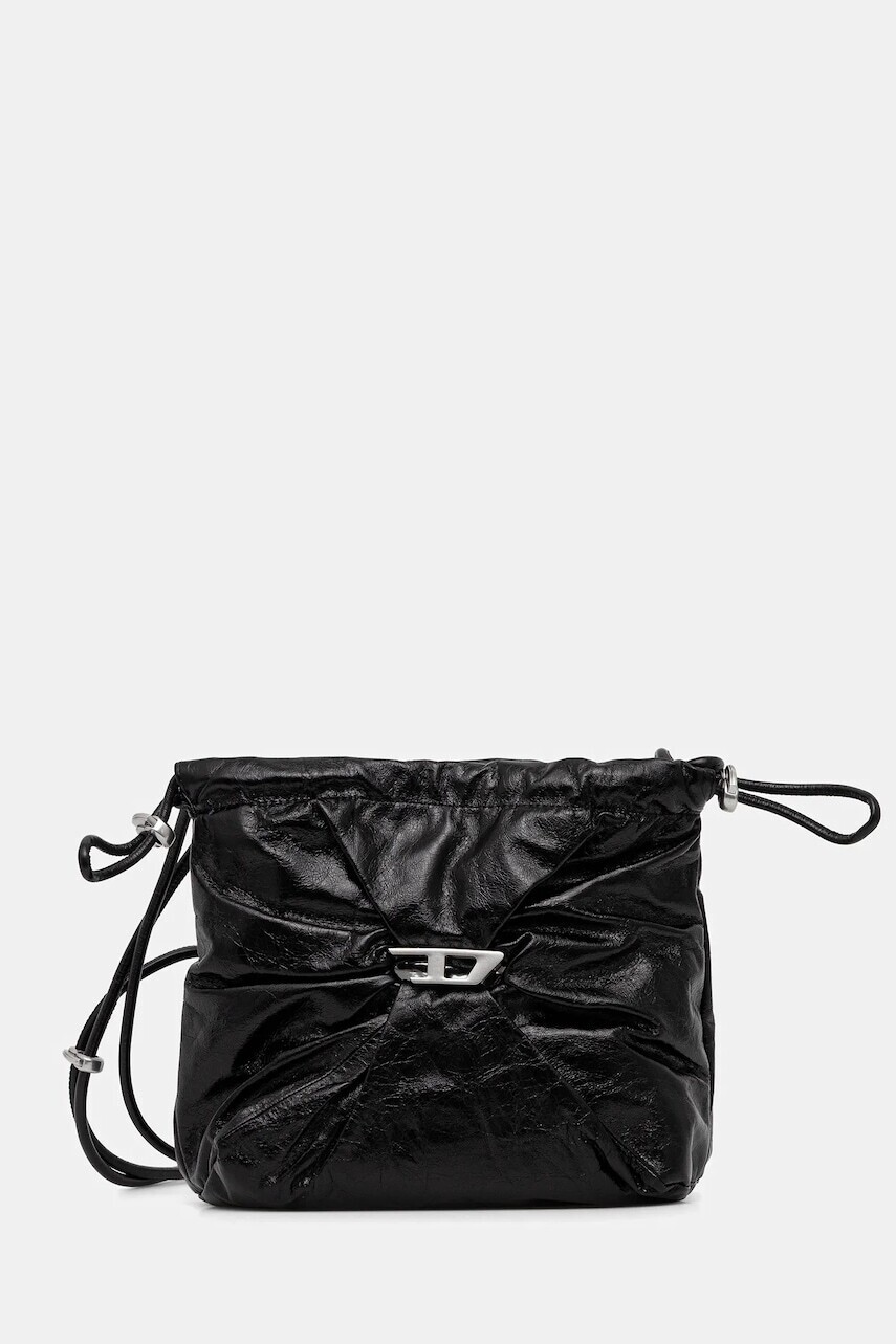 Kožená kabelka Diesel SCRUNCH-D SCRUNCH-D čierna farba, X10325.P1003