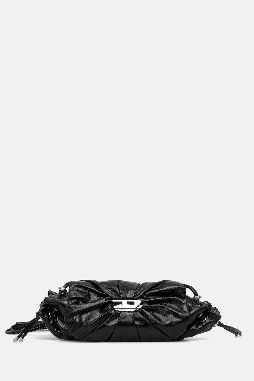 Kožená kabelka Diesel SCRUNCH-D čierna farba, X10331.P1003