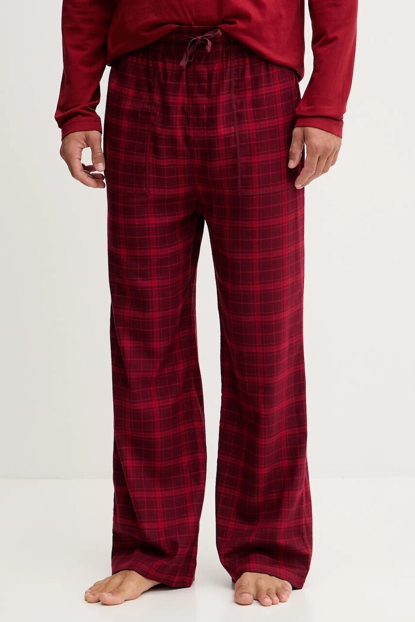 Pyžamové nohavice Tommy Hilfiger bordová farba, vzorované, UM0UM03668