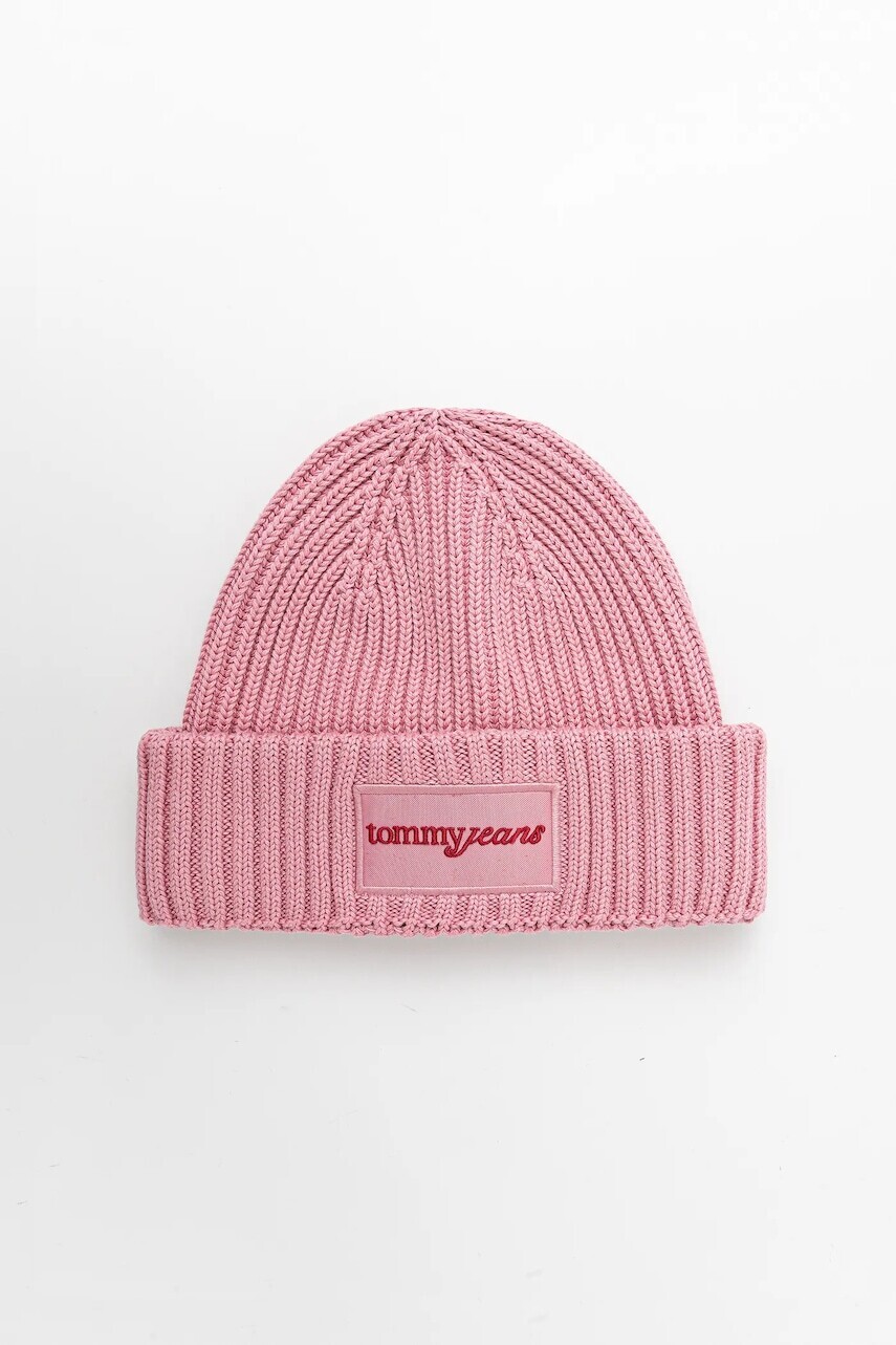 Bavlnená čiapka Tommy Jeans ružová farba, AW0AW17909
