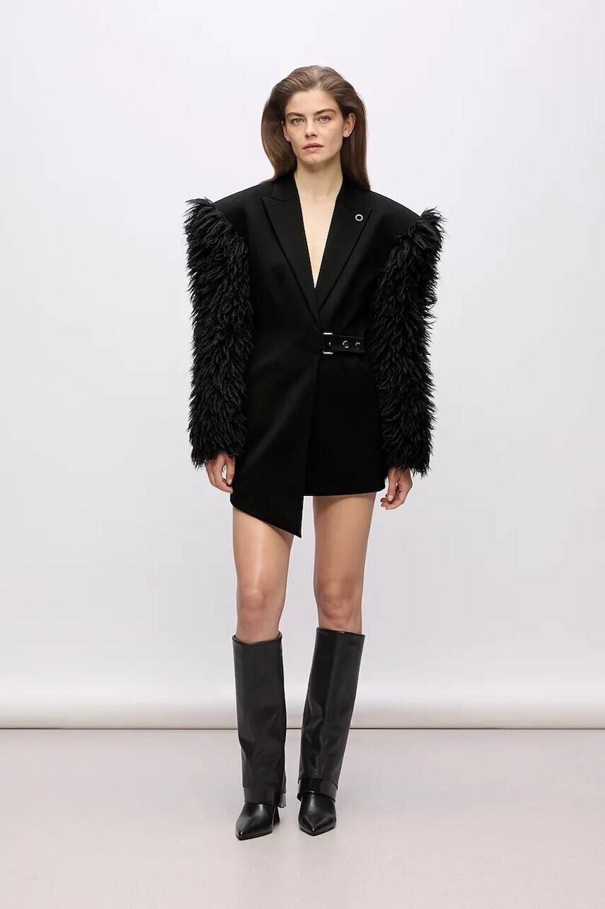 Šaty Karl Lagerfeld Studio čierna farba, mini, priliehavé, A4W13061