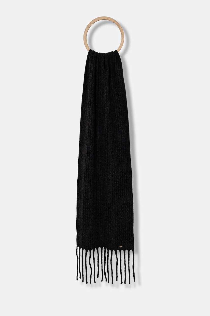 Šál Tommy Hilfiger čierna farba, jednofarebný, AW0AW17793