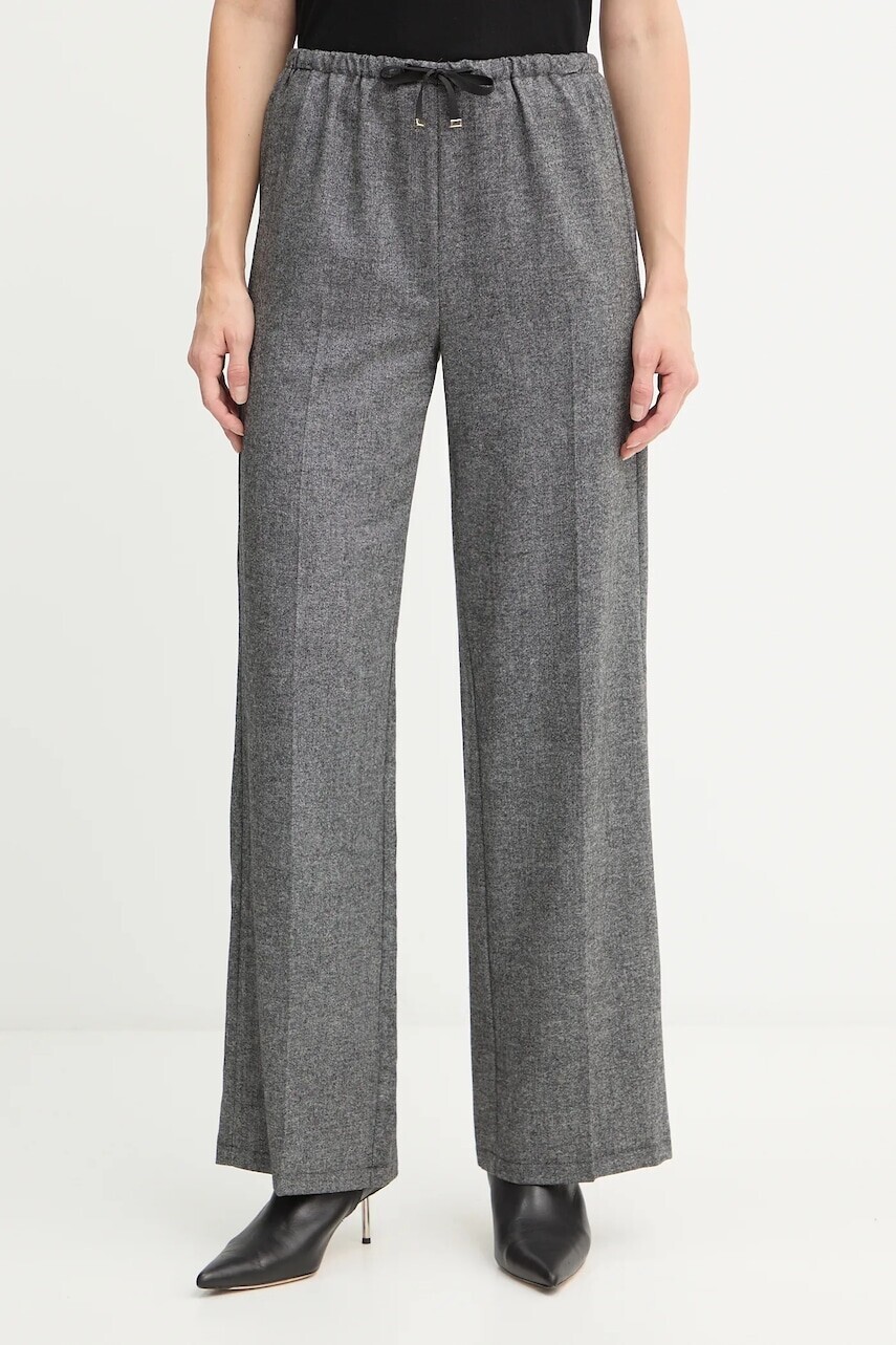 Nohavice s prímesou vlny Marella Emme by Marella šedá farba, široké, vysoký pás, 2525136022200