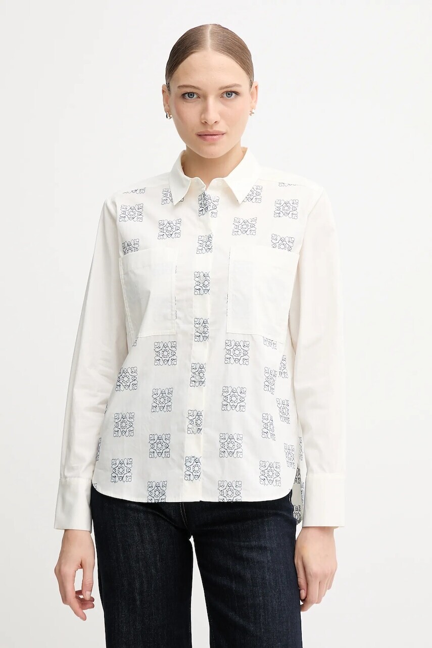 Bavlnená košeľa Mos Mosh WEINA béžová farba, regular, s klasickým golierom, 173000