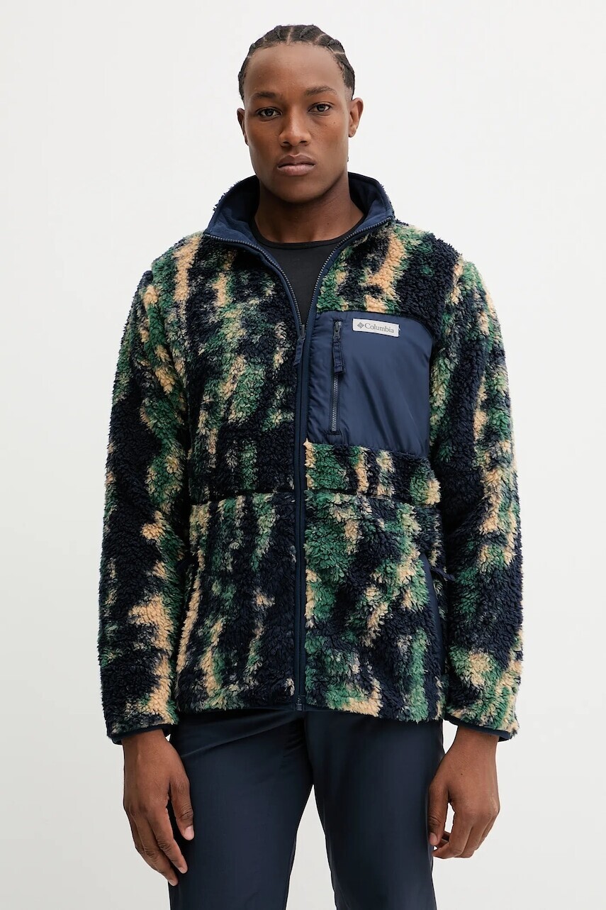 Obojstranná outdoorová mikina Columbia Winter Pass tmavomodrá farba, vzorovaná, 2135651