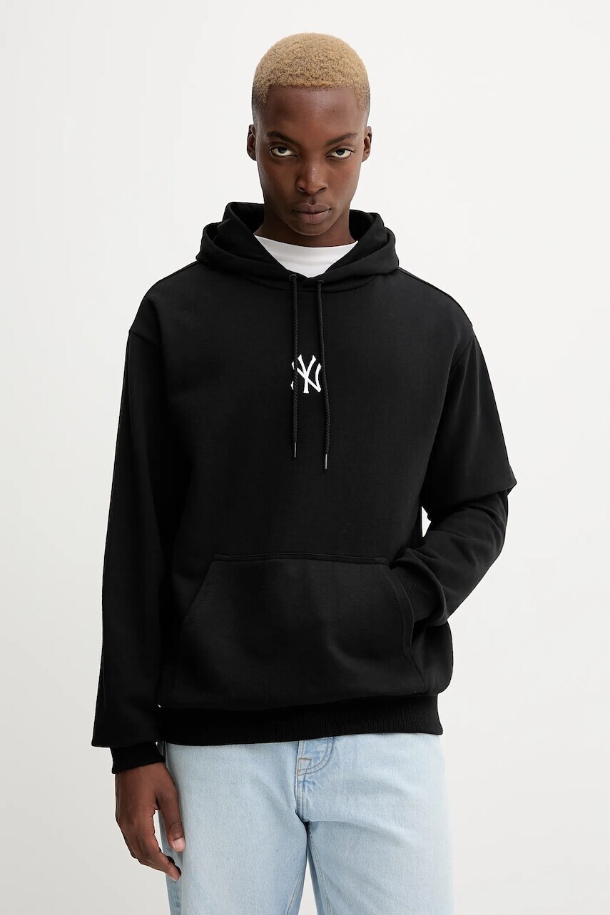 Mikina New Era čierna farba, s kapucňou, s nášivkou, 60675759