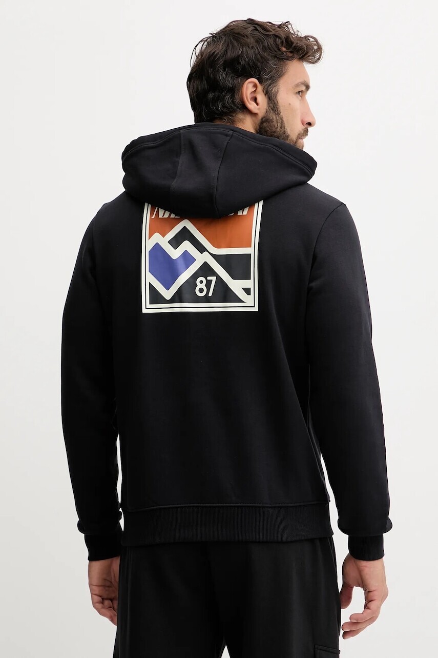 Mikina Napapijri B-Guide čierna farba, s kapucňou, s potlačou, NP0A88V49411