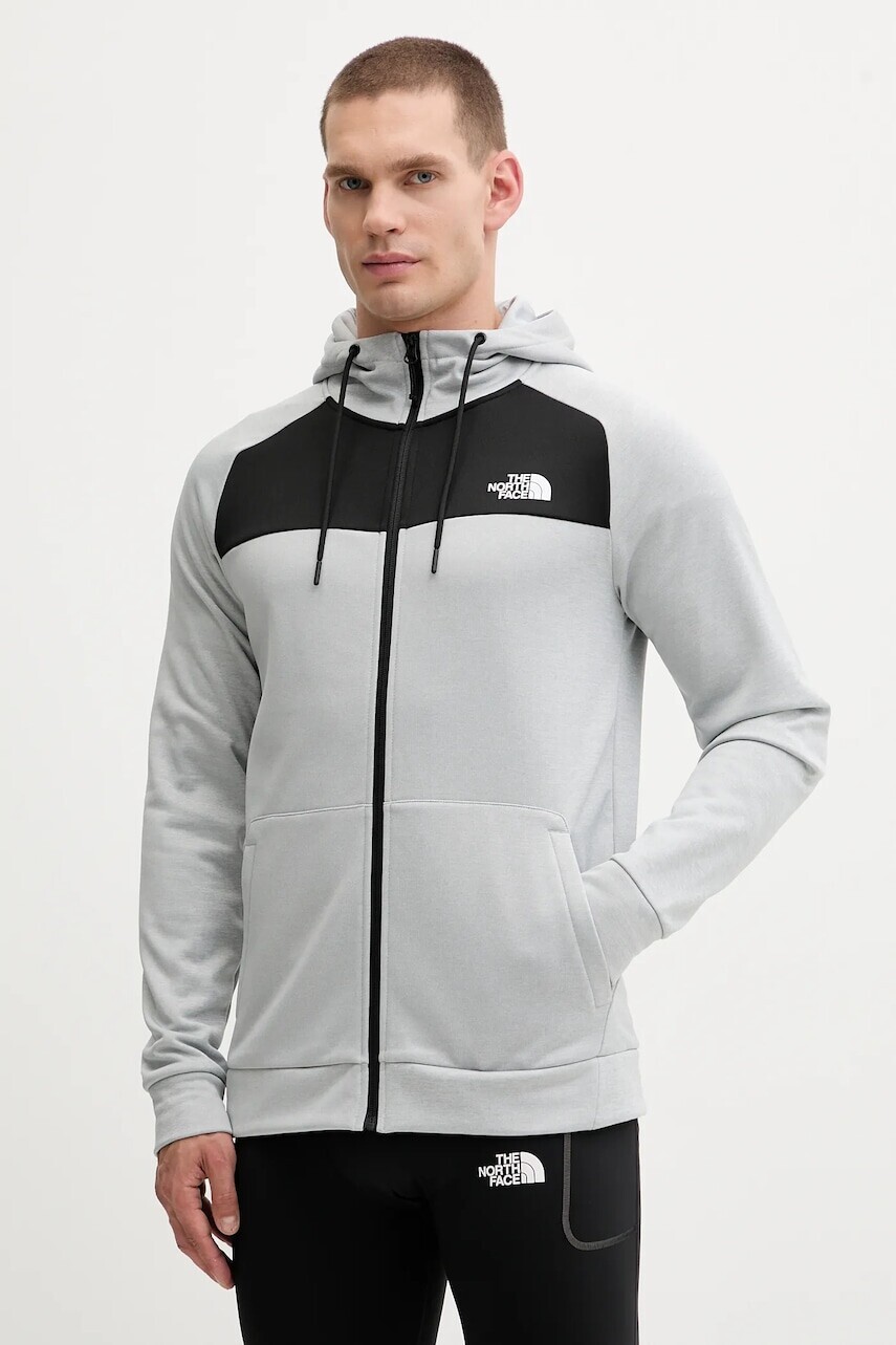 Tréningová mikina The North Face Reaxion šedá farba, s kapucňou, jednofarebná, NF0A8CNPEEI1