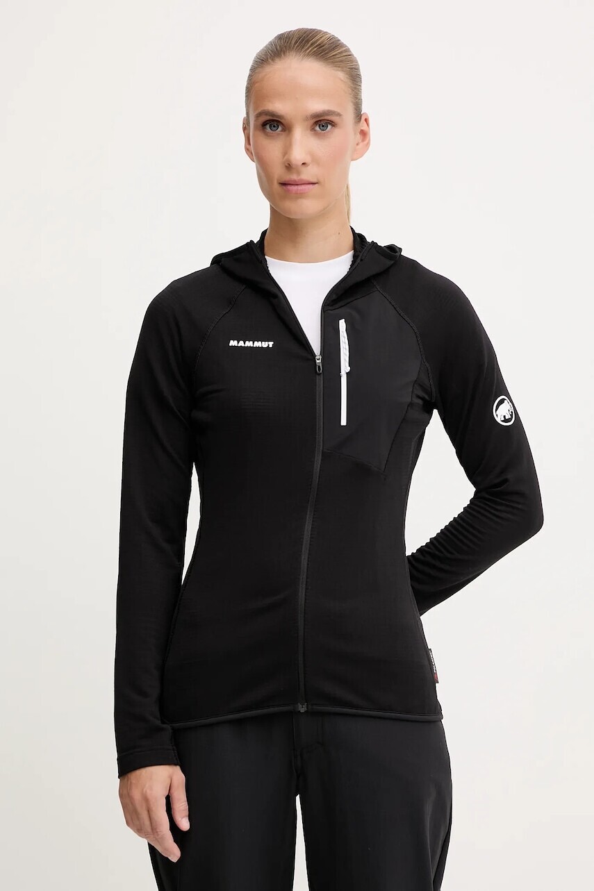 Outdoorová mikina Mammut Aenergy Light čierna farba, s kapucňou, jednofarebná, 1014.05551