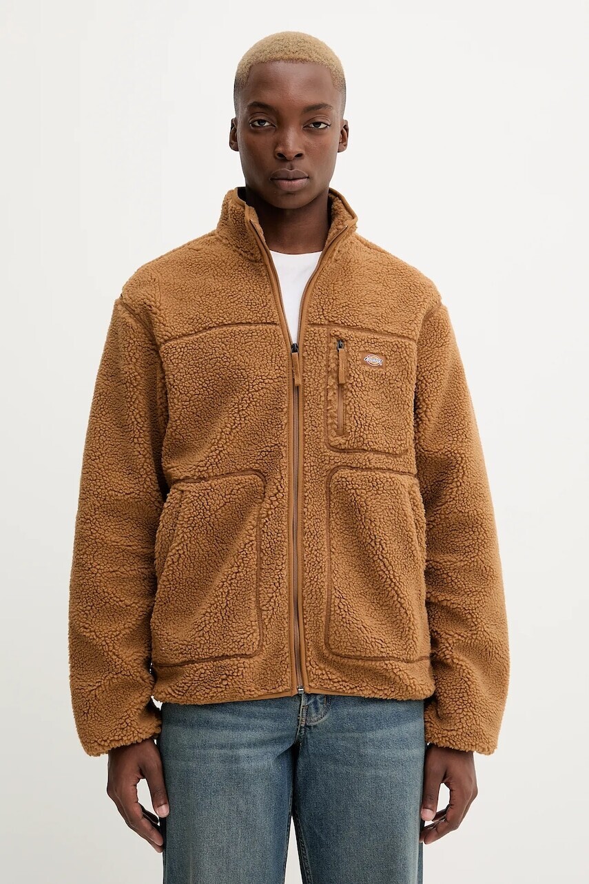 Fleecová mikina Dickies hnedá farba, jednofarebná, DK0A4YEE