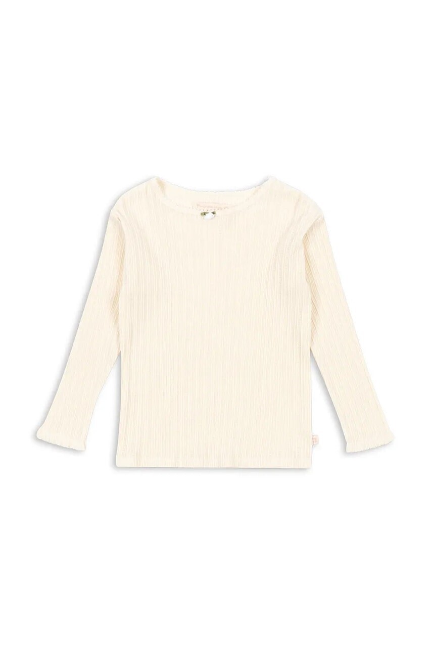 Detská bavlnená košeľa s dlhým rukávom Konges Sløjd PAPIN BLOUSE GOTS béžová farba, KS103957