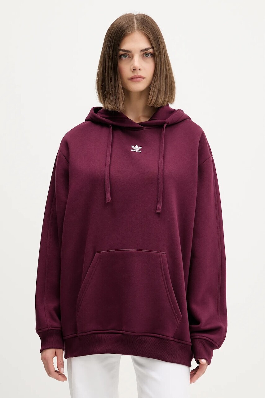 Mikina adidas Originals Os Hoodie Fl bordová farba, s kapucňou, jednofarebná, KW1900