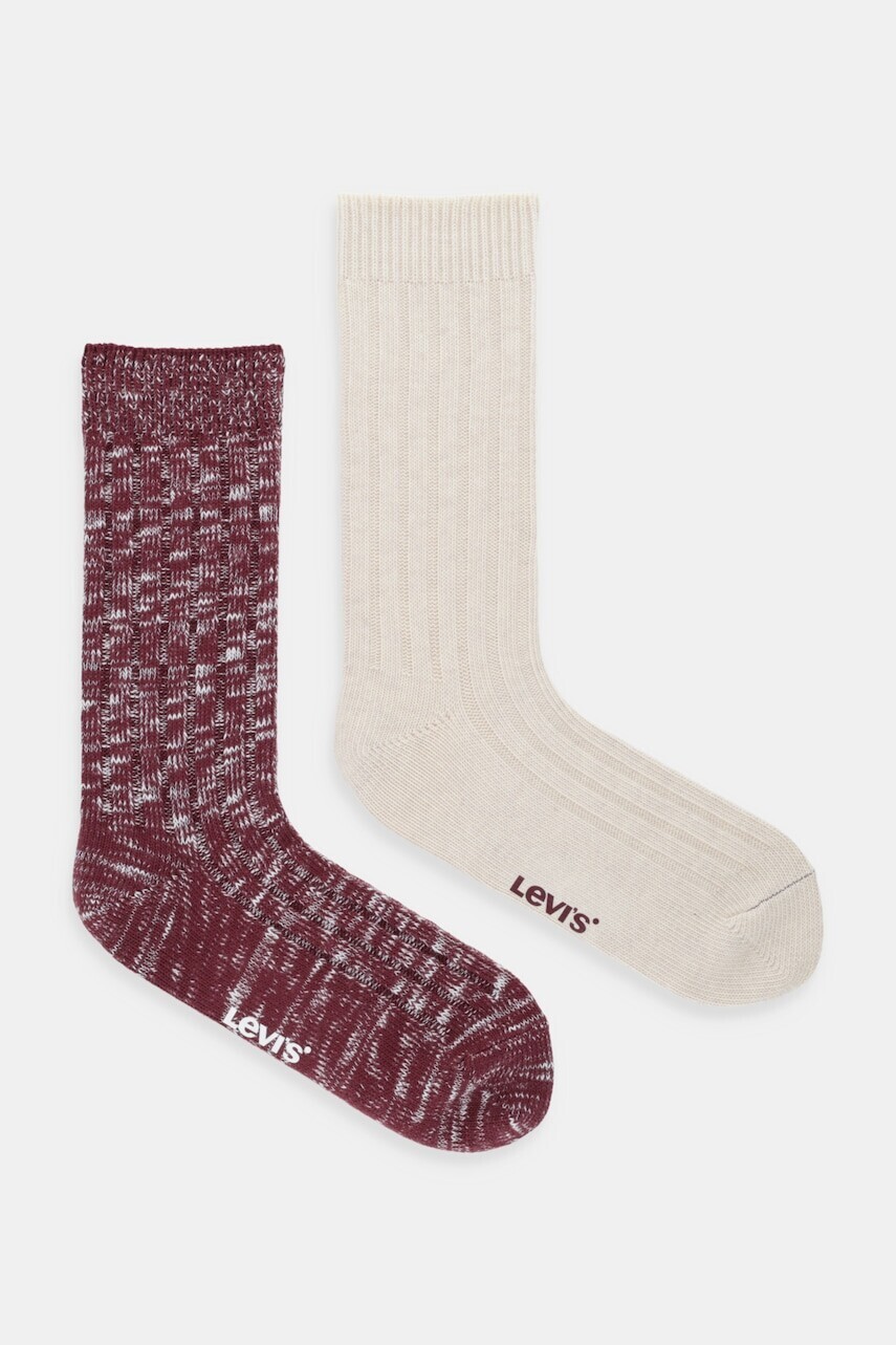Ponožky Levi's 2-pak červená farba, 37157-1279
