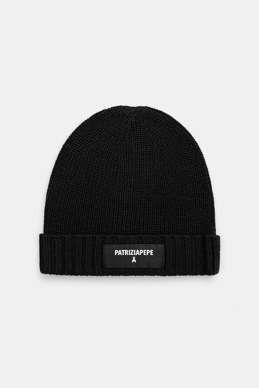 Čiapka s prímesou vlny Patrizia Pepe čierna farba, 2F0111 K9O3A