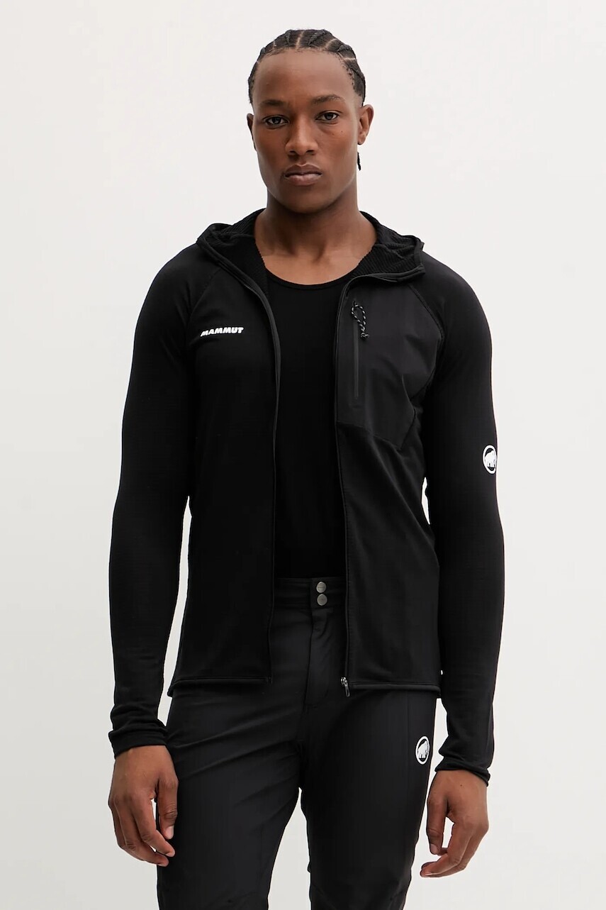 Outdoorová mikina Mammut Aenergy Light čierna farba, s kapucňou, jednofarebná, 1014.05541