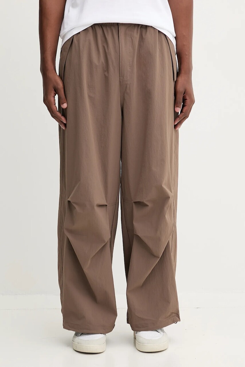 Nohavice adidas Originals Ess Parachute hnedá farba, rovný strih, JW1087