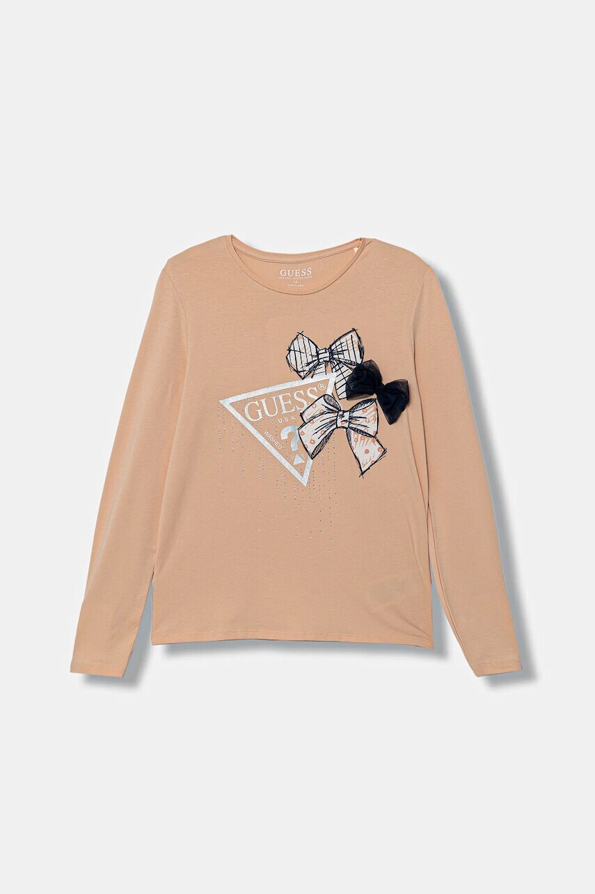 Detské tričko s dlhým rukávom Guess oranžová farba, J5BI28 J1314