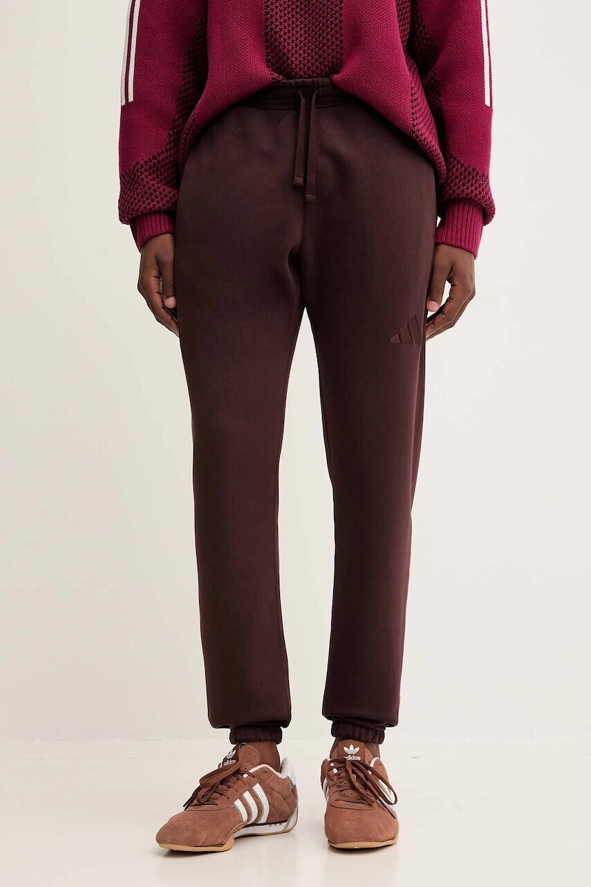 Tepláky adidas All Szn hnedá farba, jednofarebné, JX5098