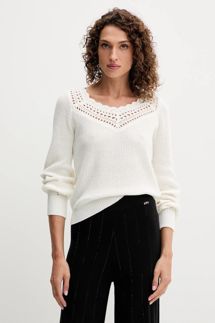 Sveter s prímesou vlny Twinset béžová farba, ľahký, 252TP3102