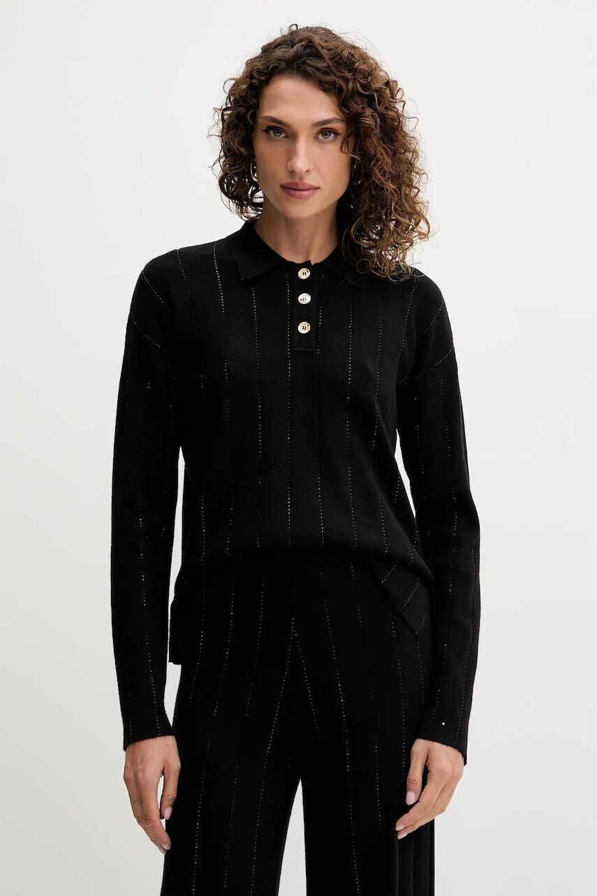 Sveter Fracomina čierna farba, ľahký, FS25WT7019K50401