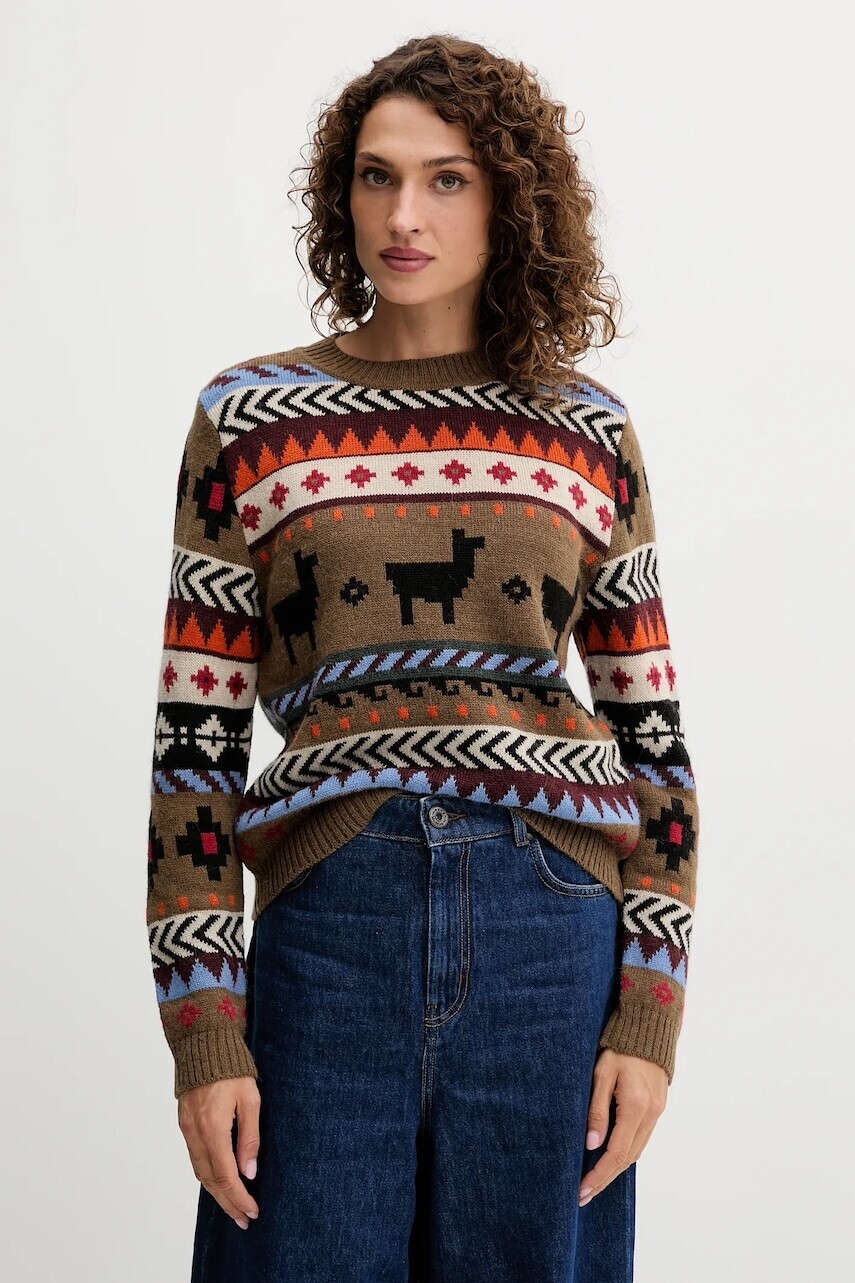 Sveter s prímesou vlny a alpaky Weekend Max Mara QUIRITE hnedá farba, ľahký, 2525366302600