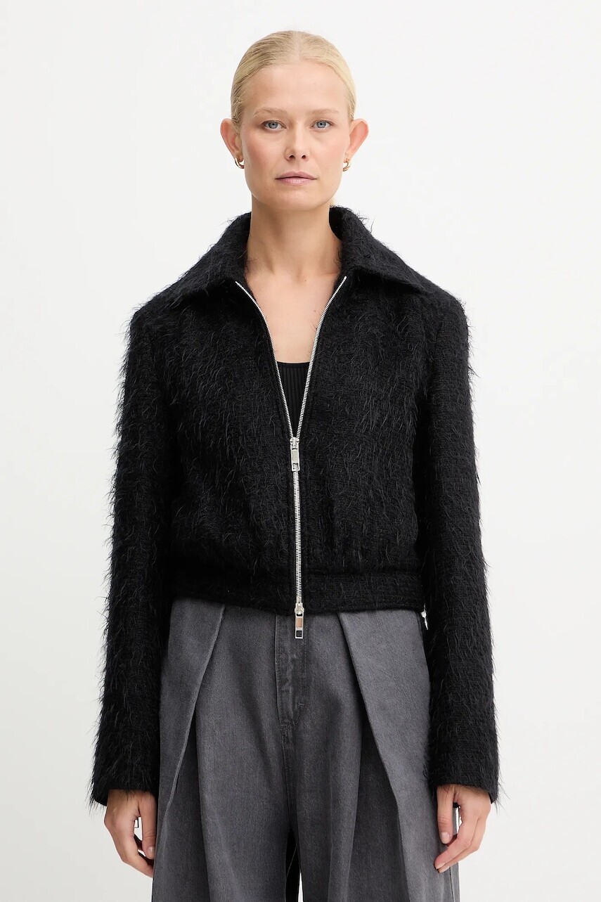 Bunda s prímesou vlny BOSS čierna farba, prechodná, 50549159