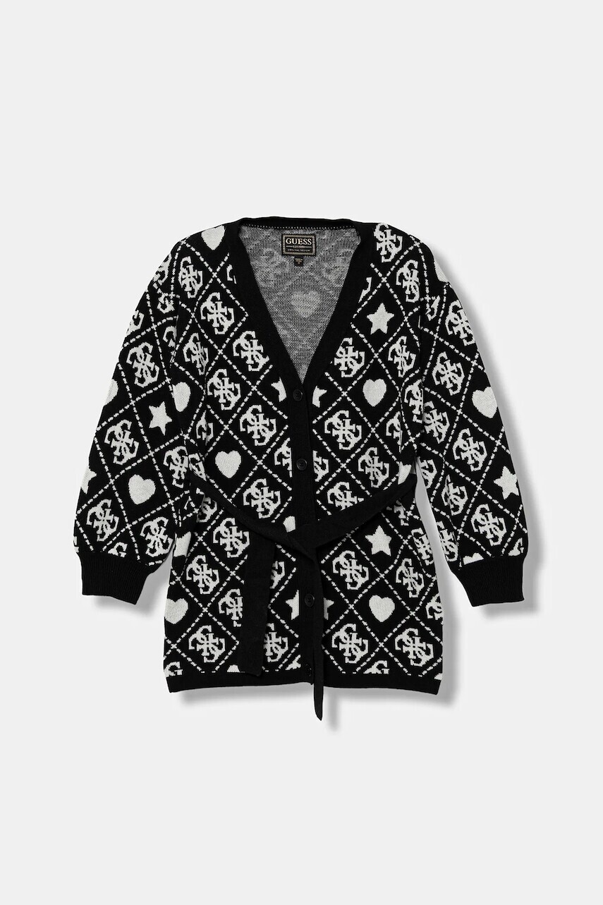Detský kardigan s prímesou vlny Guess čierna farba, J5BR01 Z3K10