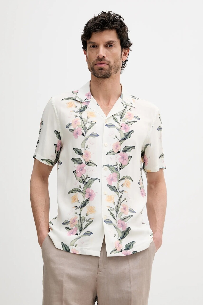 Košeľa Lindbergh biela farba, voľný strih, 30-203747