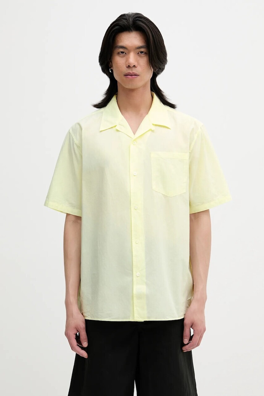 Košeľa Norse Projects Carsten Cotton Tencel Shirt žltá farba, regular, N40.0579.3043