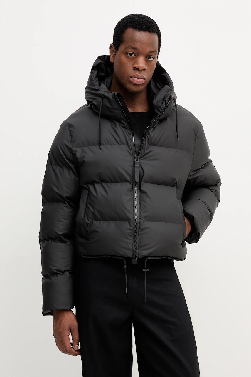 Nepremokavá bunda Rains Alta Short Puffer Jacket W3T3 čierna farba, zimná, 15150.01