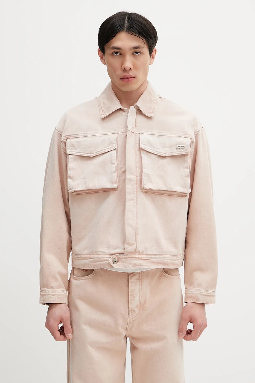 Rifľová bunda Filling Pieces Denim ružová farba, prechodná, oversize, 78620769974