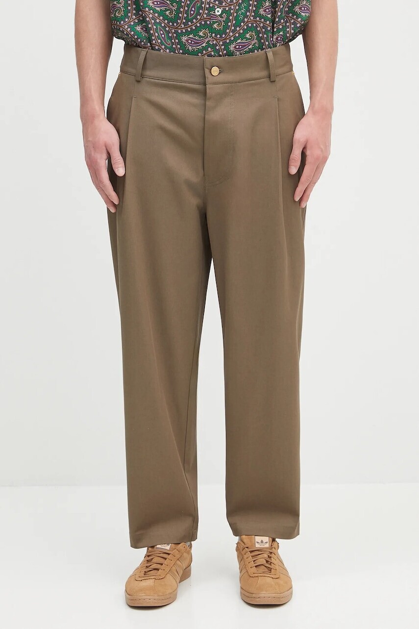 Nohavice Drôle de Monsieur Le Pantalon Cropped Twill béžová farba, rovný strih, H.BP155.CO214