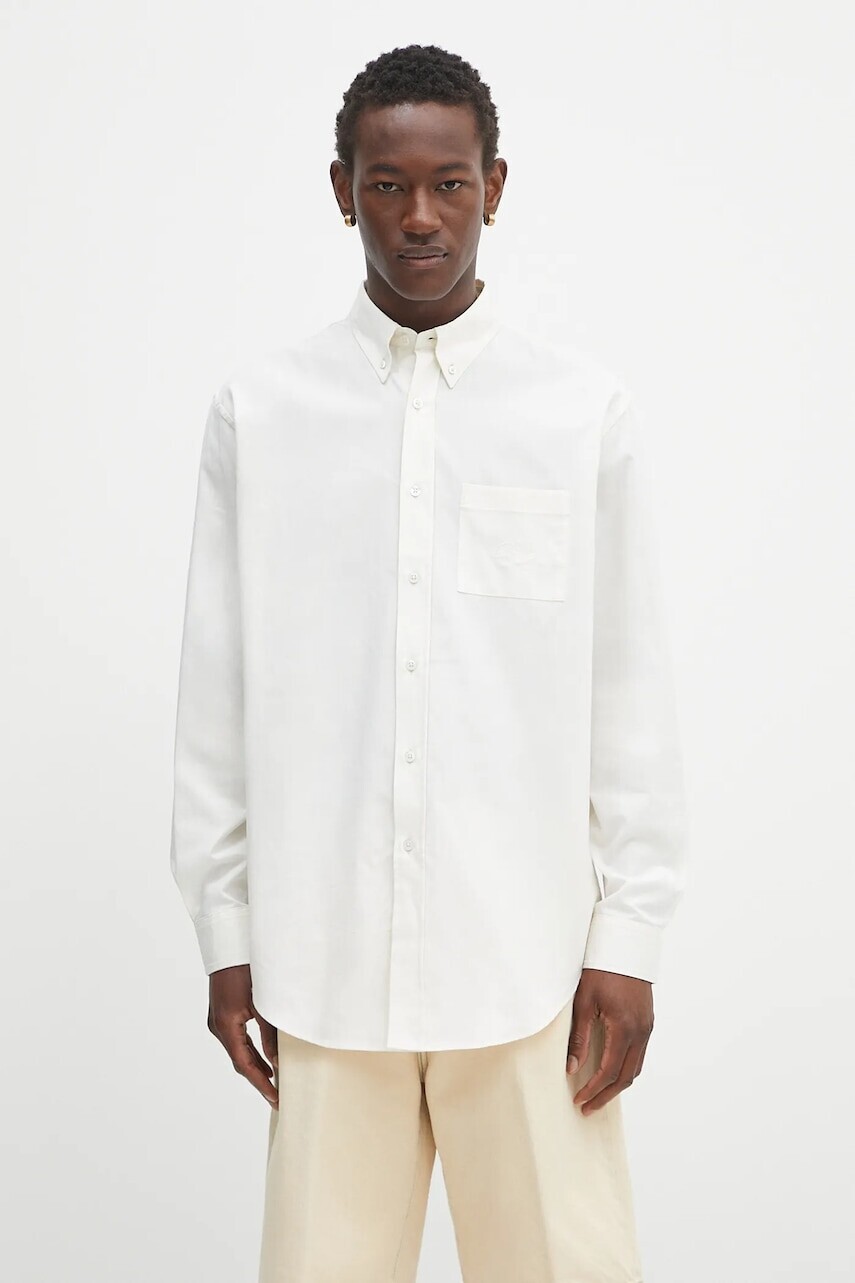 Bavlnená košeľa Drôle de Monsieur La Chemise Oxford béžová farba, regular, s golierom button-down, PERM.SH173.CO116