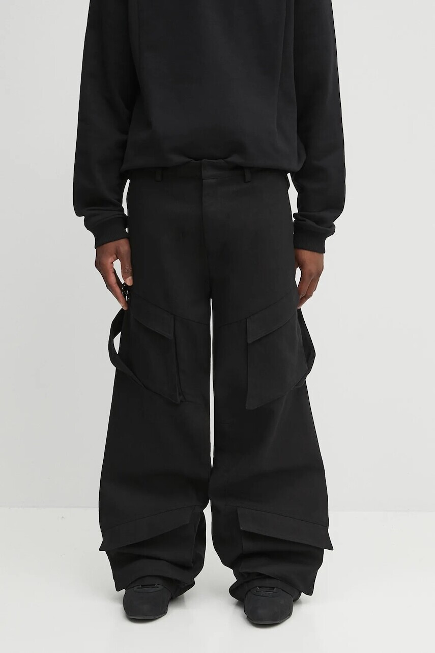 Bavlnené nohavice Heliot Emil čierna farba, rovný strih, PREAW25_M_10_160_BLK01_CO