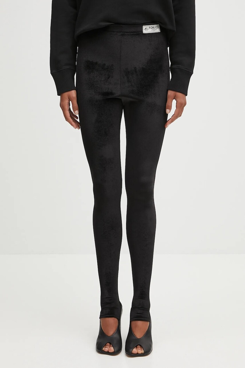 Zamatové legíny Fiorucci Velour Semi-Footed čierna farba, jednofarebné, W02FPBPA372VR01BK01