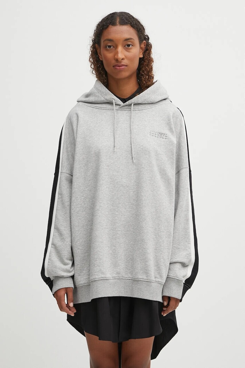 Obojstranná mikina MM6 Maison Margiela šedá farba, s kapucňou, vzorovaná, S52HG0040.M25013.964