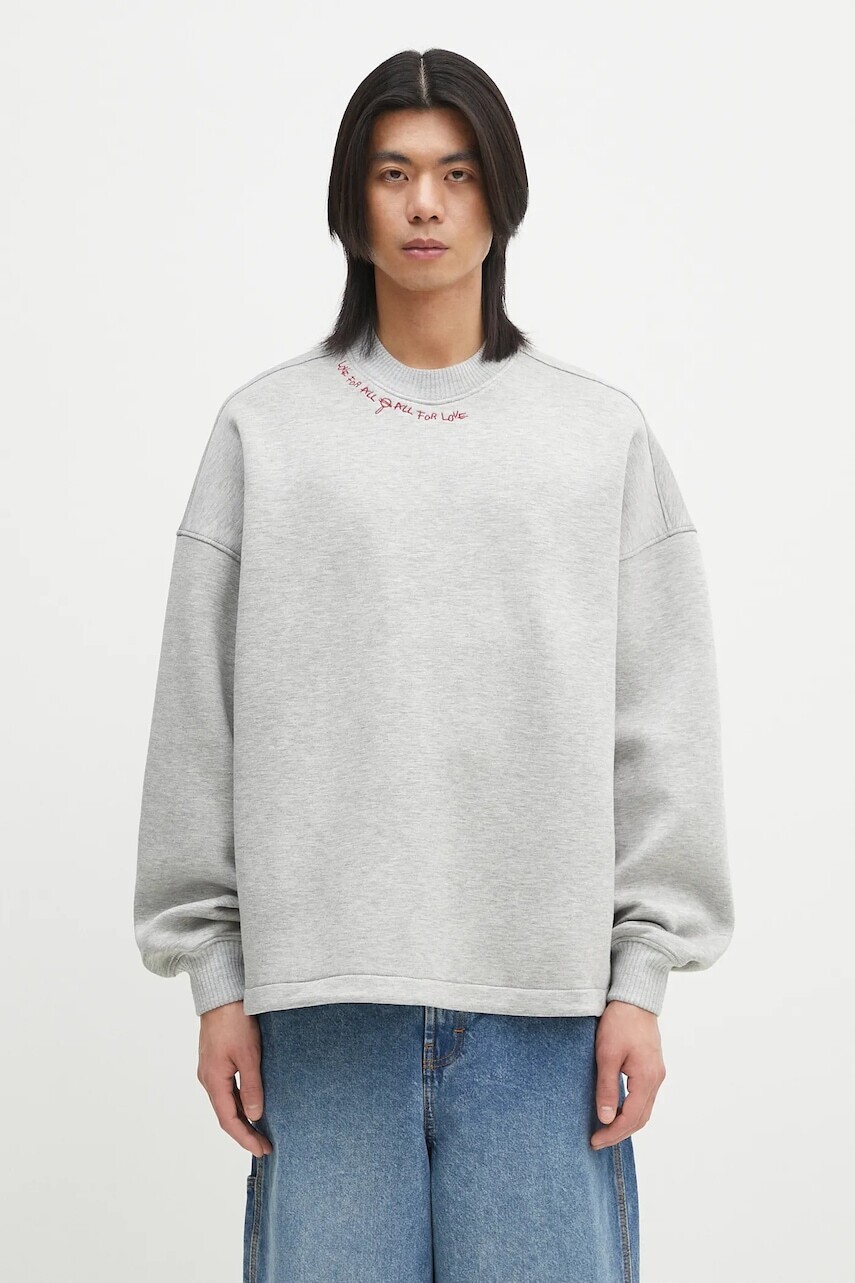 Mikina Fiorucci Neoprene Embroidered Neck Relaxed Fit šedá farba, melanžová, U02SPSCR188NE01GY01