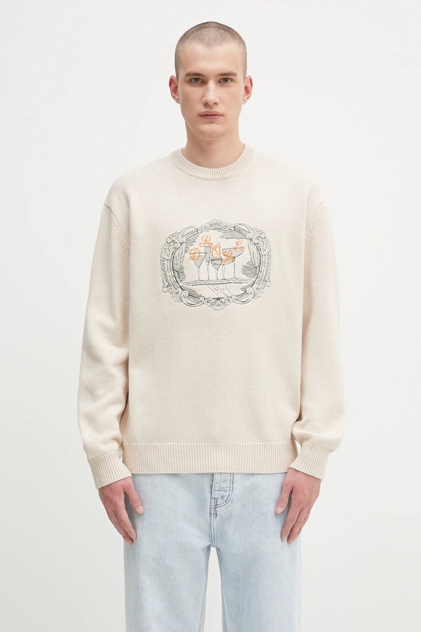 Vlnený sveter Drôle de Monsieur La Maille Plateau béžová farba, H.PO190.WO023