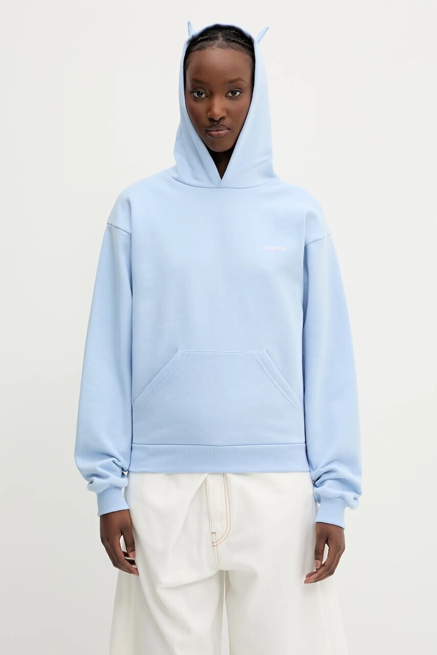 Bavlnená mikina Coperni Horn modrá farba, s kapucňou, jednofarebná, COPJS15BISF5035