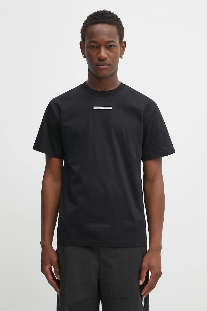 Bavlnené tričko Heliot Emil pánske, čierna farba, jednofarebné, PREAW25_M_09_139_BLK01
