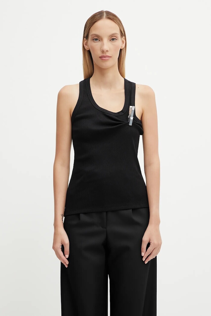 Bavlnený top Coperni Washing Clip Rib Top čierna farba, COPT41BISF5033