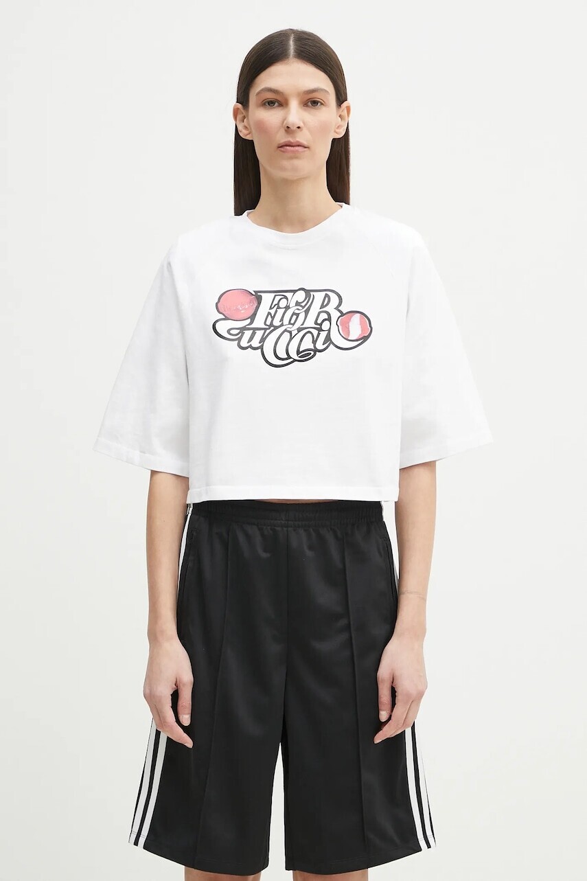 Bavlnené tričko Fiorucci Curly Lollipop Logo Cropped Padded dámske, biela farba, U02SPTSH106CJ01WH01